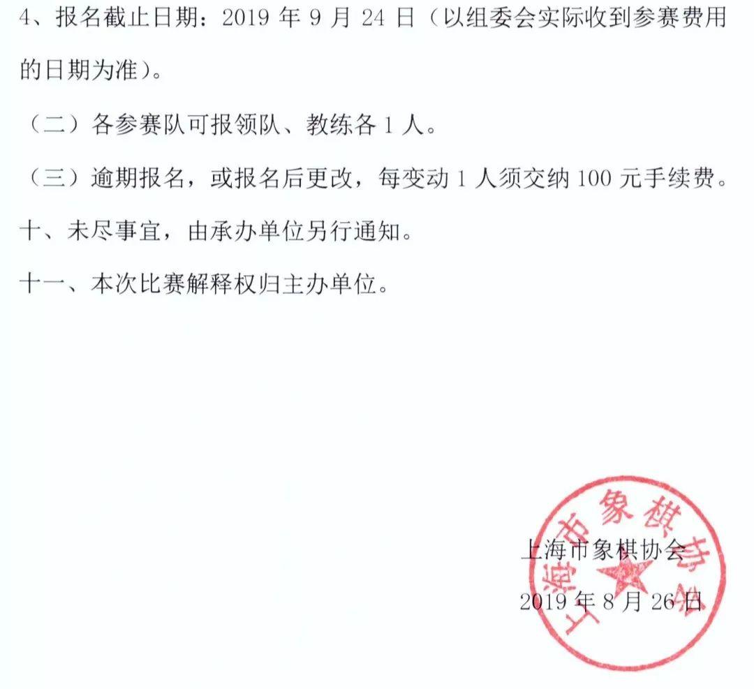 2019年“申城杯”全国国际象棋棋士等级赛